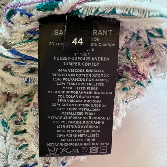 NEW NWOT Isabel Marat Andrea Open Knit Metallic Cropped Sweater Pullover Size 44 - Picture 13 of 16